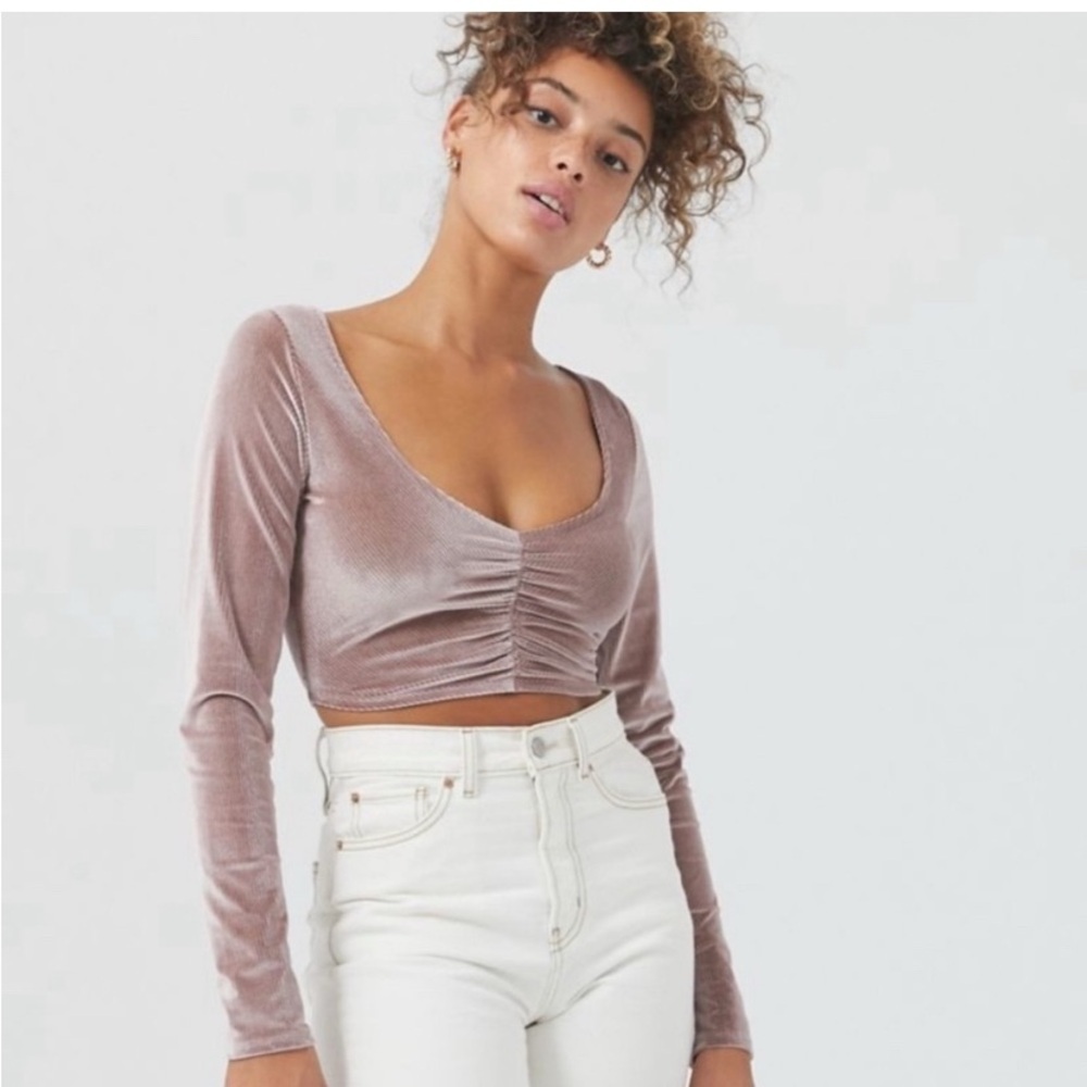 Urban Outfitters Mauve Velvet Crop Top
